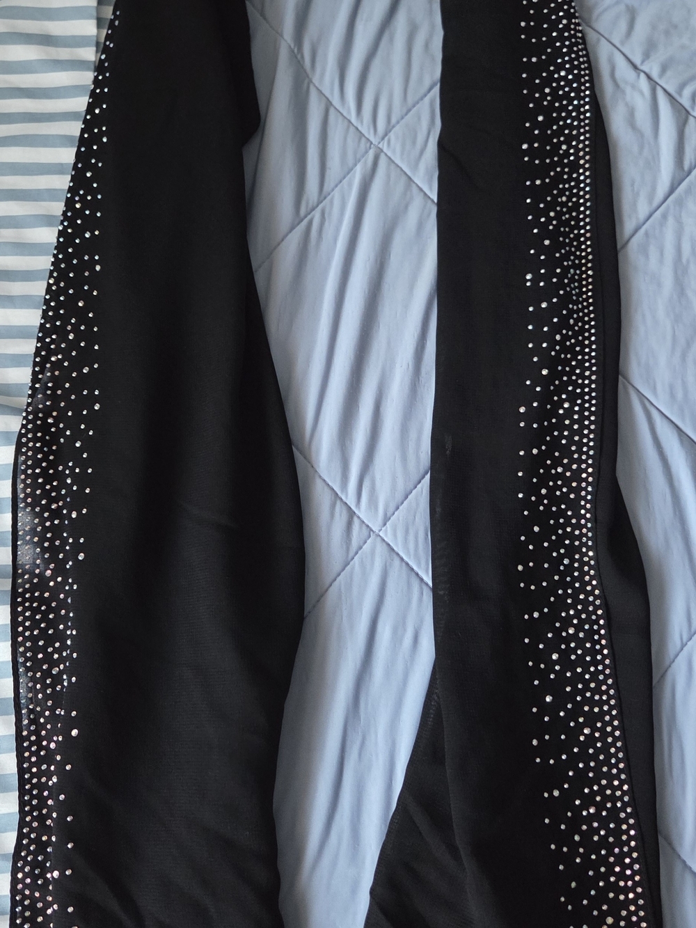 Studio Black Scarf with Rhinestone Side Trim